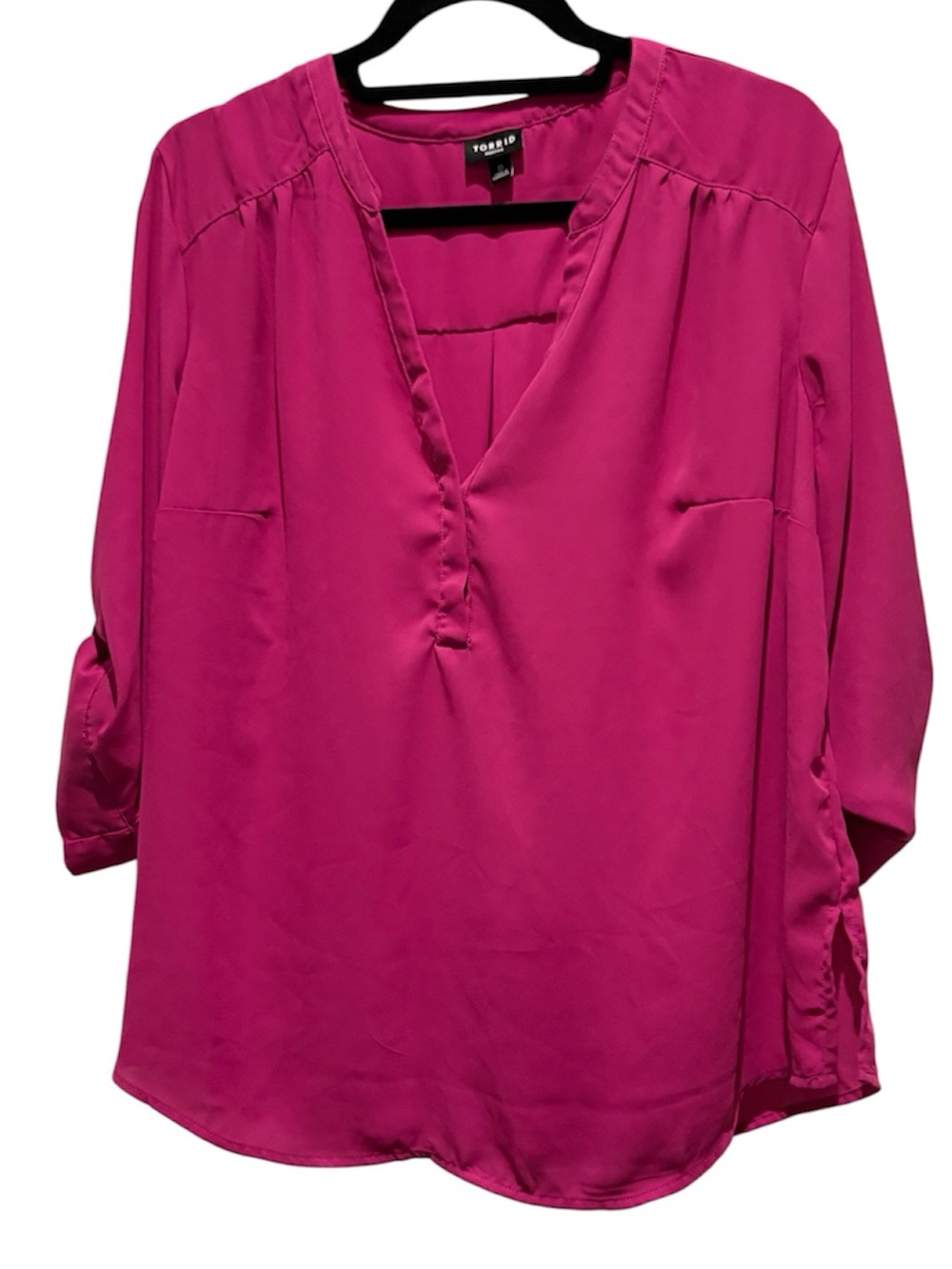Torrid Harper Hot Pink V-Neck Pullover Blouse - Torrid 0/12/L